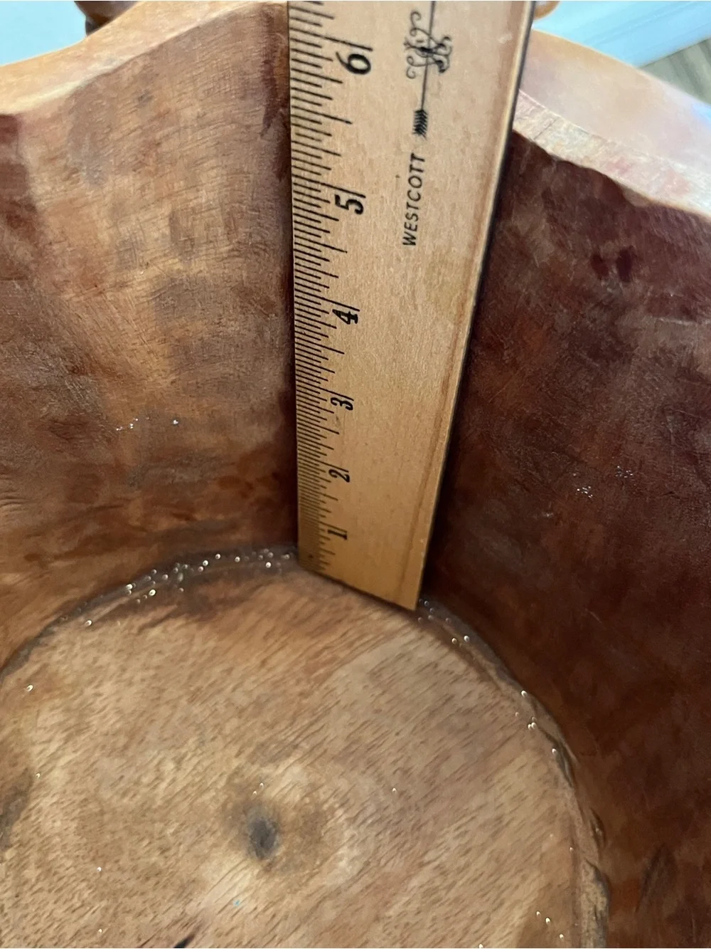 Pottery Barn Large Mango Wood Rustic Hand Carved Wood Bowl Free Form